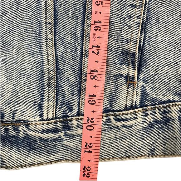 ASHLEY VINTAGE CHARM Trucker Painted Denim Jacket Sz M Acid Wash Cowgirl Biker - Picture 11 of 13